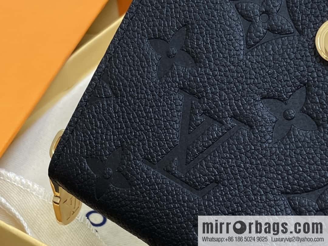 [Premium‑quality] M12425 black, full leather embossed single zipper wallet series New Margot Wallet