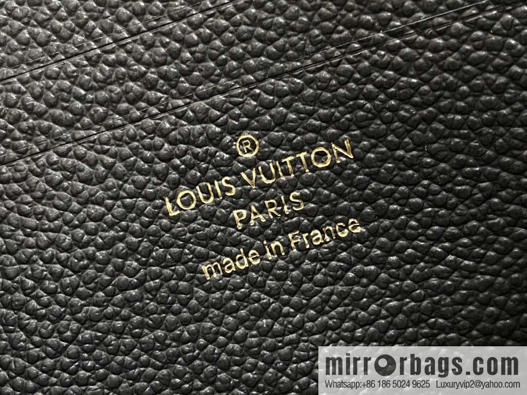 [Premium‑quality] M12425 black, full leather embossed single zipper wallet series New Margot Wallet