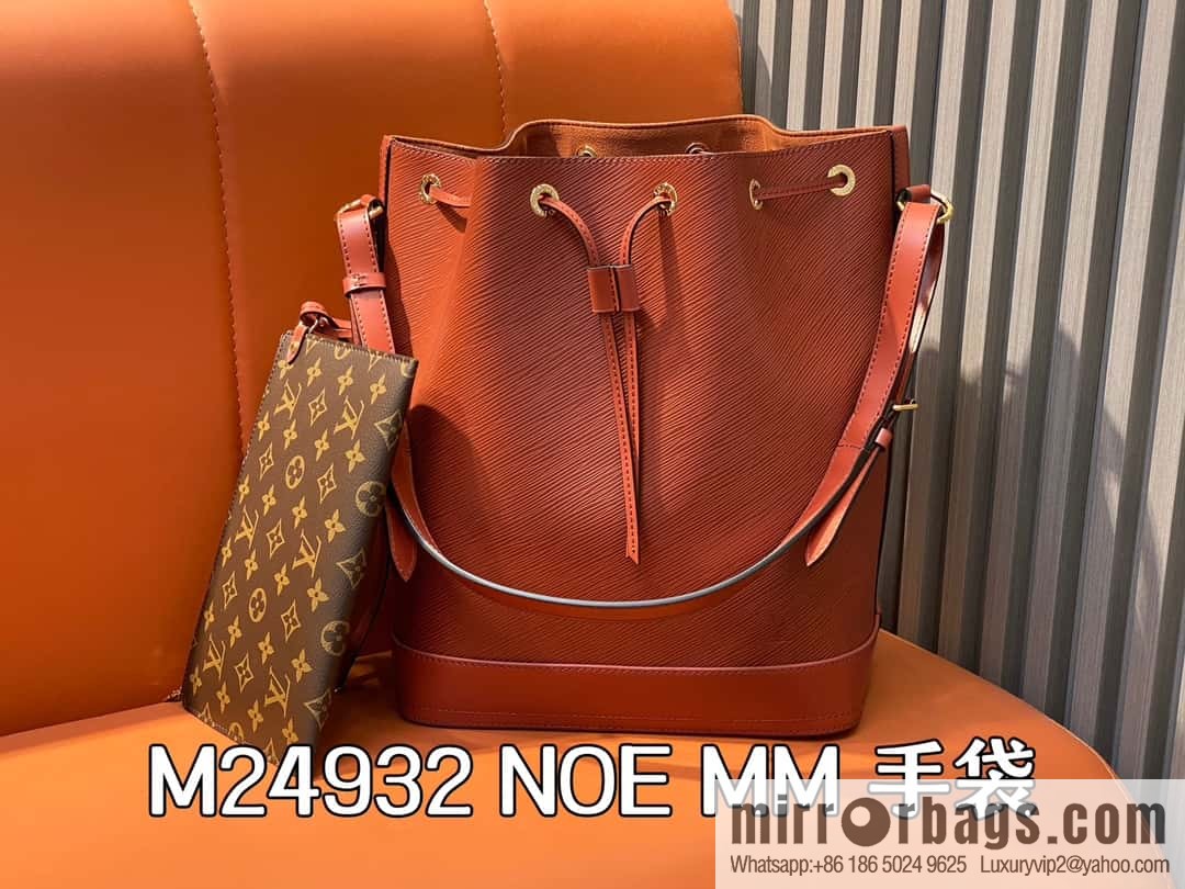 [Boutique‑grade] M24932 brown, water ripple bucket bag NOE MM handbag Noé MM bucket bag