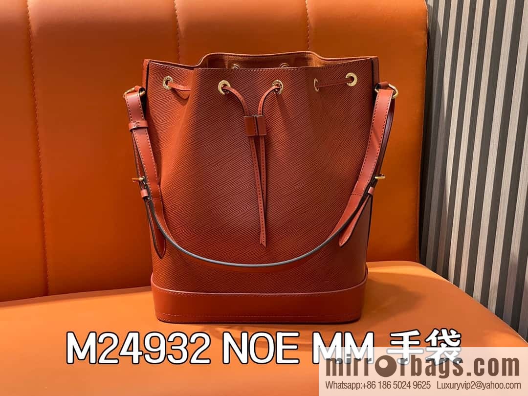 [Boutique‑grade] M24932 brown, water ripple bucket bag NOE MM handbag Noé MM bucket bag