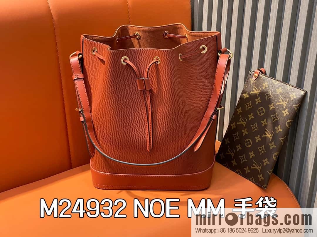 [Boutique‑grade] M24932 brown, water ripple bucket bag NOE MM handbag Noé MM bucket bag