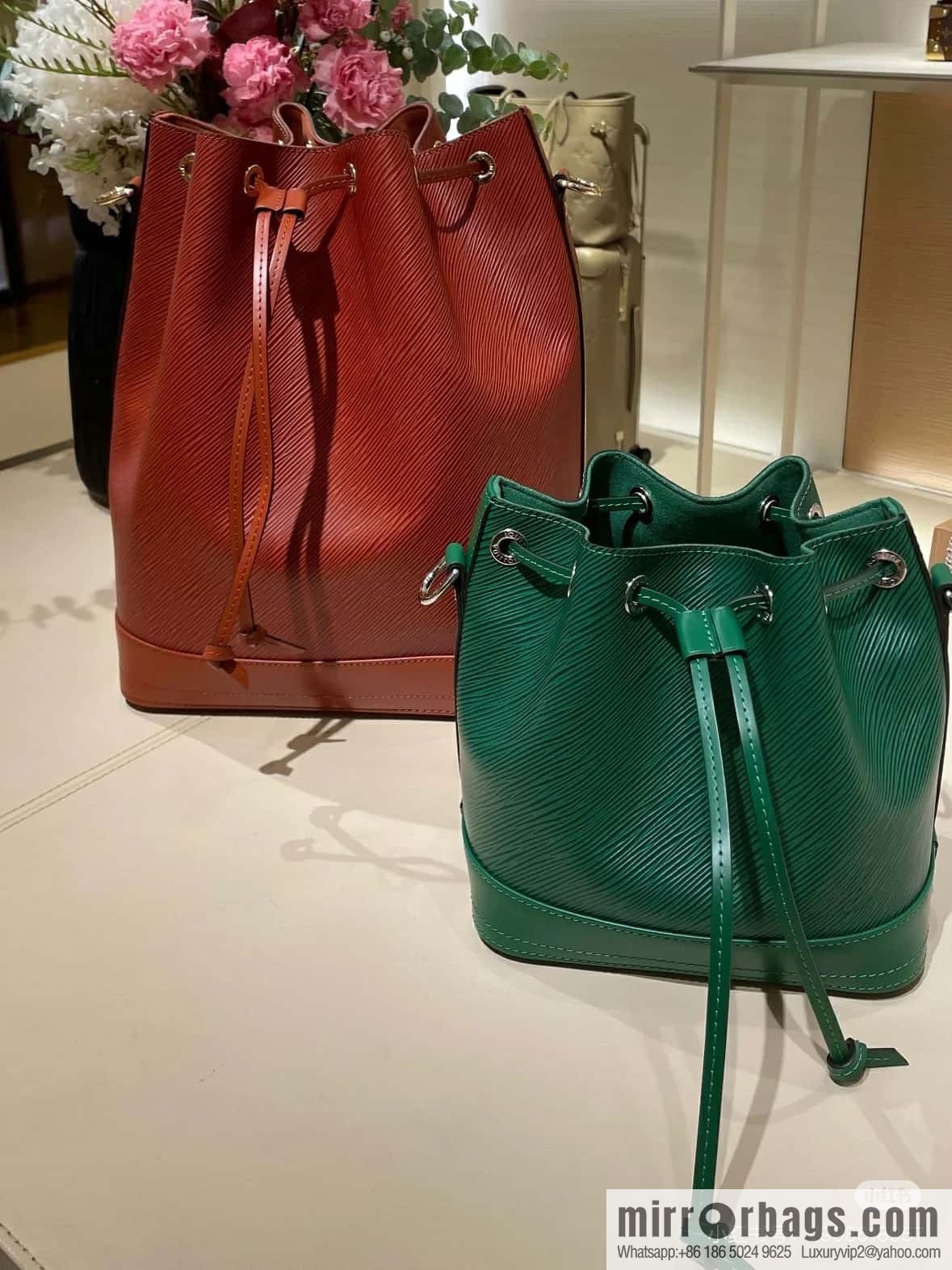 [Boutique‑grade] M24675 green, water ripple bucket bag NOE BB handbag Noé BB bag