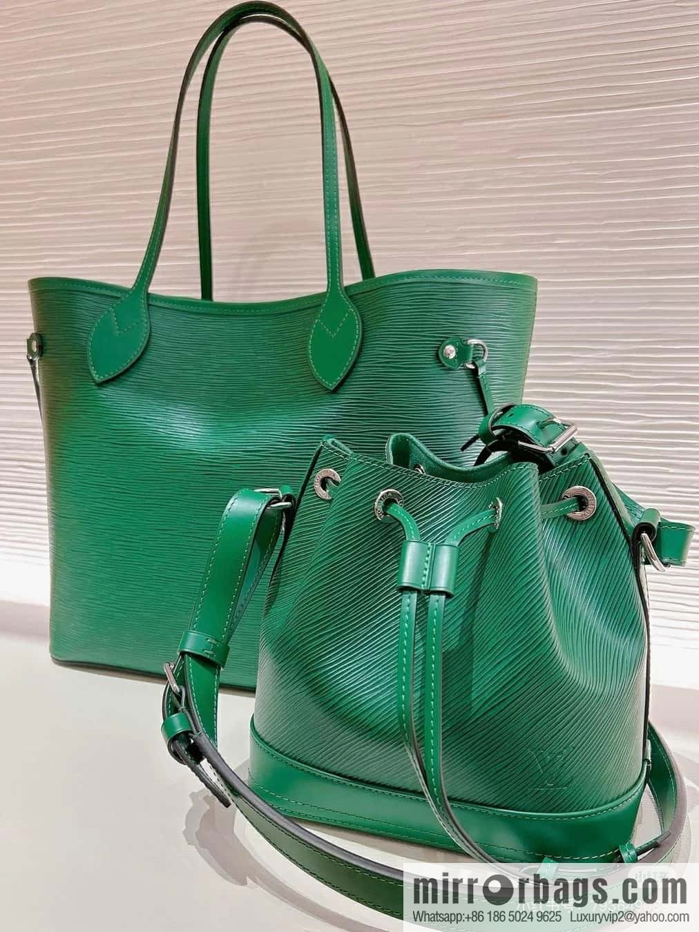 [Boutique‑grade] M24675 green, water ripple bucket bag NOE BB handbag Noé BB bag