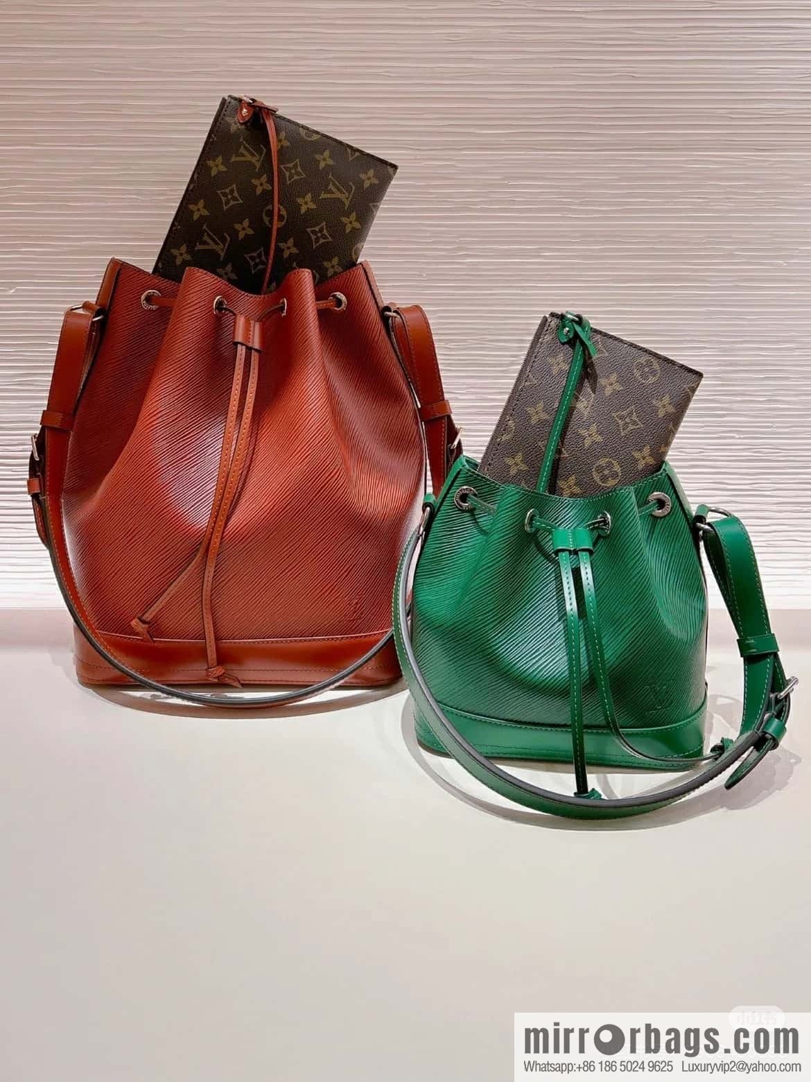 [Boutique‑grade] M24675 green, water ripple bucket bag NOE BB handbag Noé BB bag