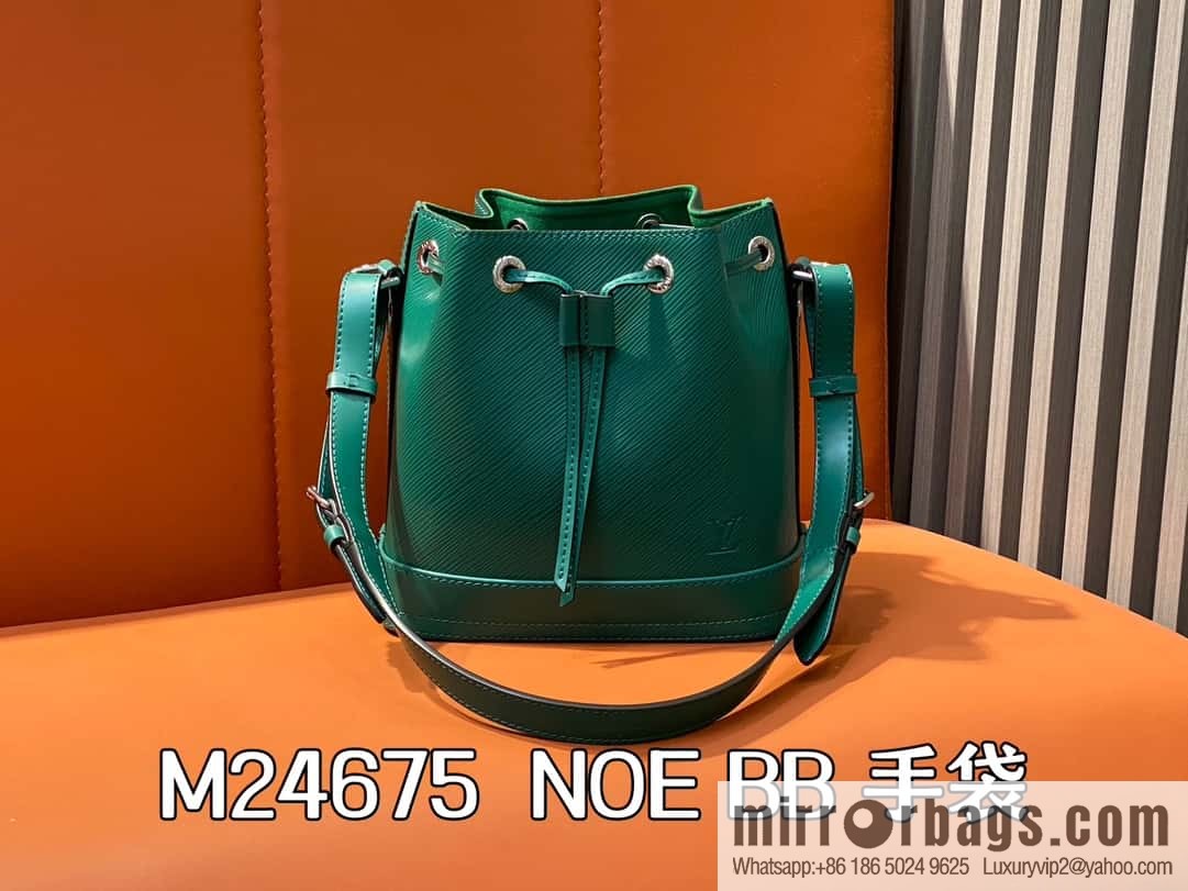 [Boutique‑grade] M24675 green, water ripple bucket bag NOE BB handbag Noé BB bag