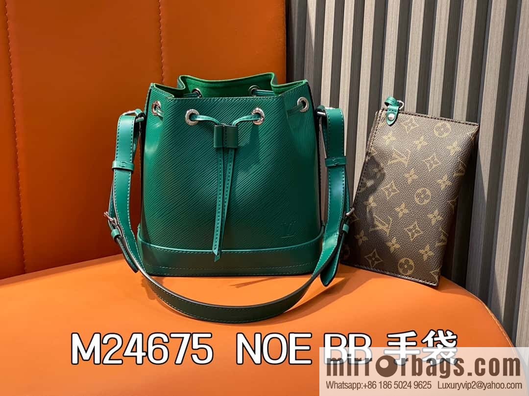 [Boutique‑grade] M24675 green, water ripple bucket bag NOE BB handbag Noé BB bag