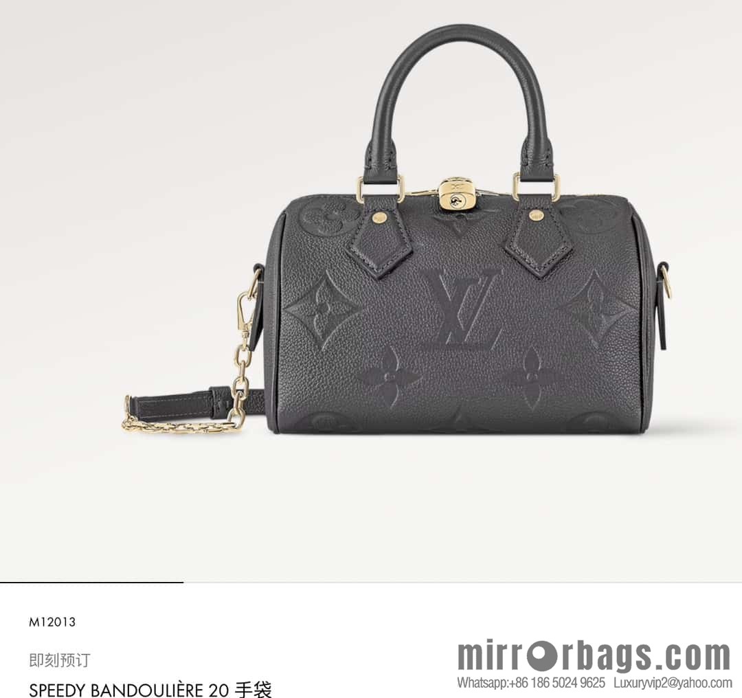 [Premium‑quality] M12013 gun gray, full leather embossed pillow bag speedy series SPEEDY BANDOULIZRE 20 handbag