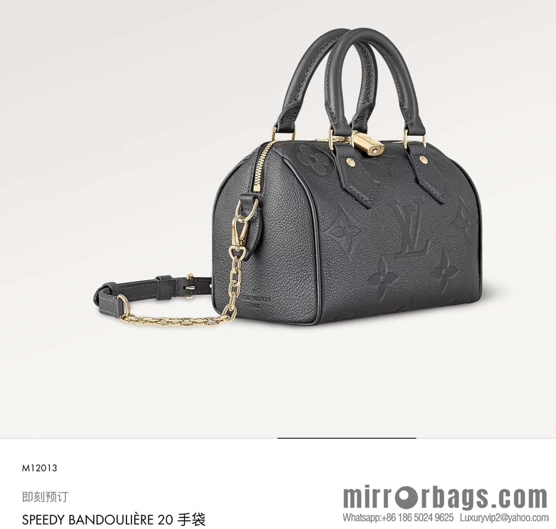 [Premium‑quality] M12013 gun gray, full leather embossed pillow bag speedy series SPEEDY BANDOULIZRE 20 handbag