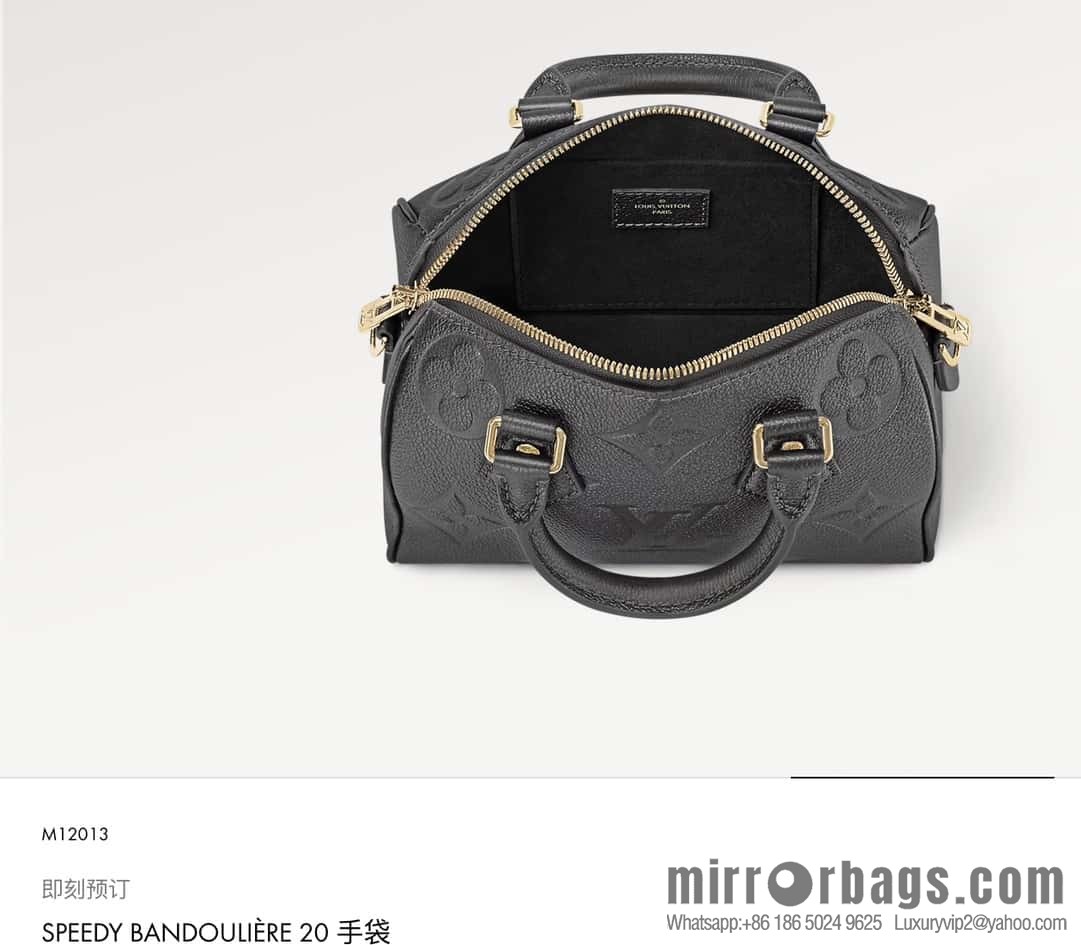[Premium‑quality] M12013 gun gray, full leather embossed pillow bag speedy series SPEEDY BANDOULIZRE 20 handbag