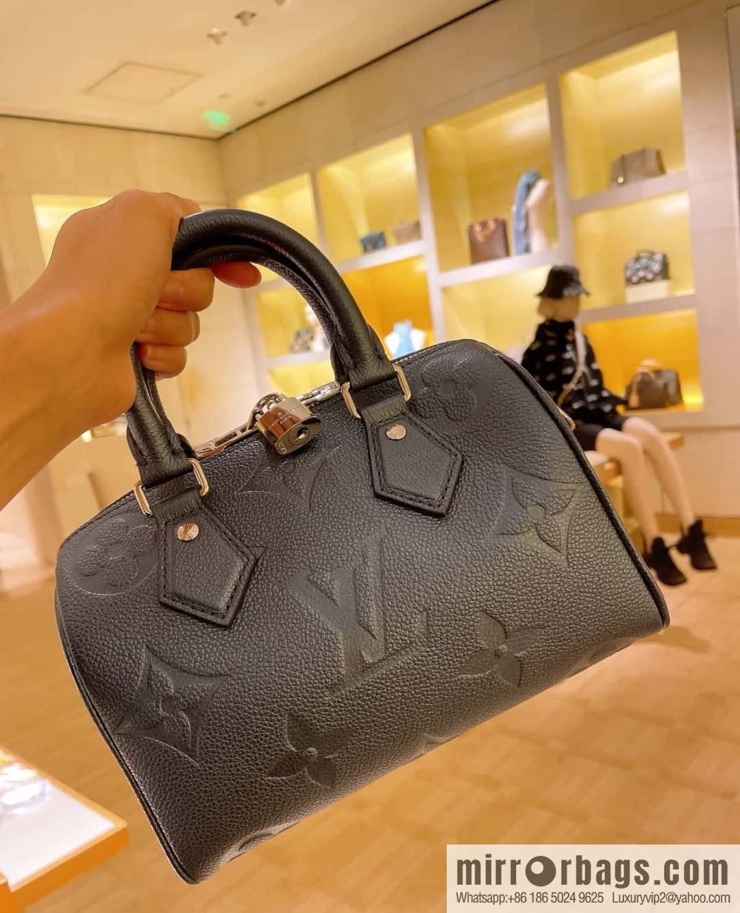 [Premium‑quality] M12013 gun gray, full leather embossed pillow bag speedy series SPEEDY BANDOULIZRE 20 handbag