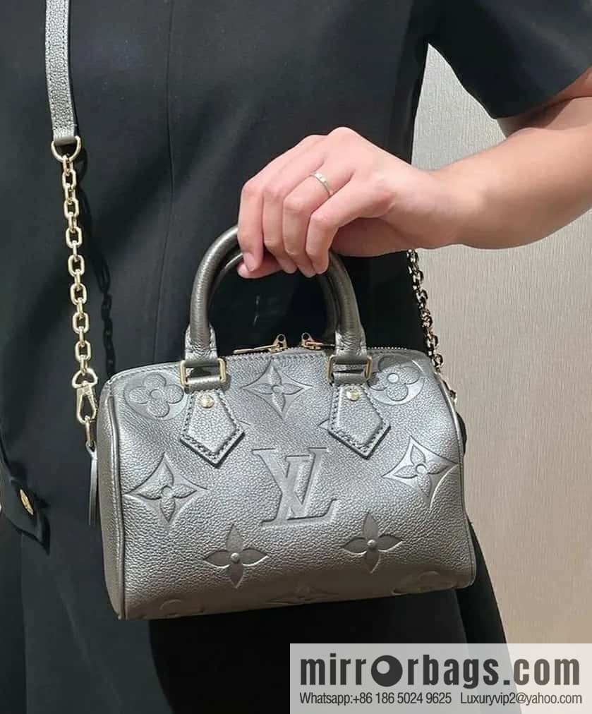 [Premium‑quality] M12013 gun gray, full leather embossed pillow bag speedy series SPEEDY BANDOULIZRE 20 handbag