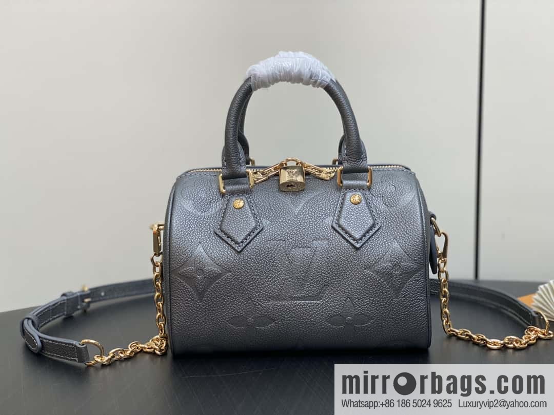 [Premium‑quality] M12013 gun gray, full leather embossed pillow bag speedy series SPEEDY BANDOULIZRE 20 handbag