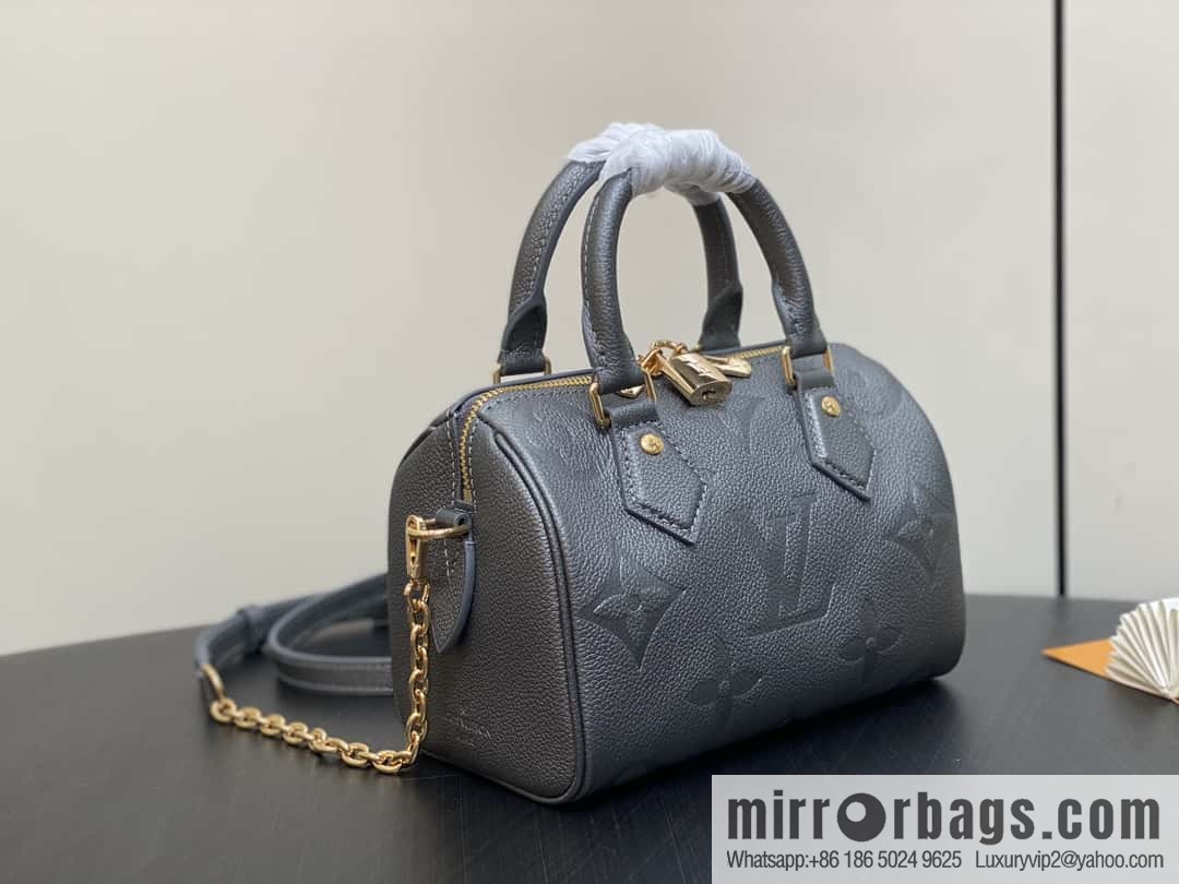 [Premium‑quality] M12013 gun gray, full leather embossed pillow bag speedy series SPEEDY BANDOULIZRE 20 handbag