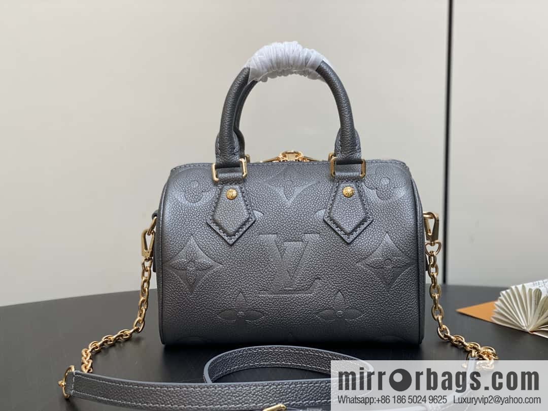 [Premium‑quality] M12013 gun gray, full leather embossed pillow bag speedy series SPEEDY BANDOULIZRE 20 handbag