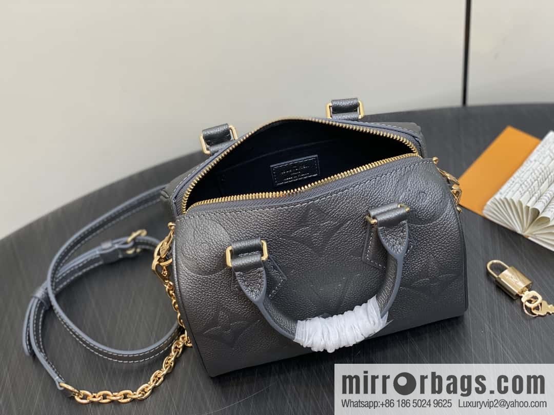 [Premium‑quality] M12013 gun gray, full leather embossed pillow bag speedy series SPEEDY BANDOULIZRE 20 handbag