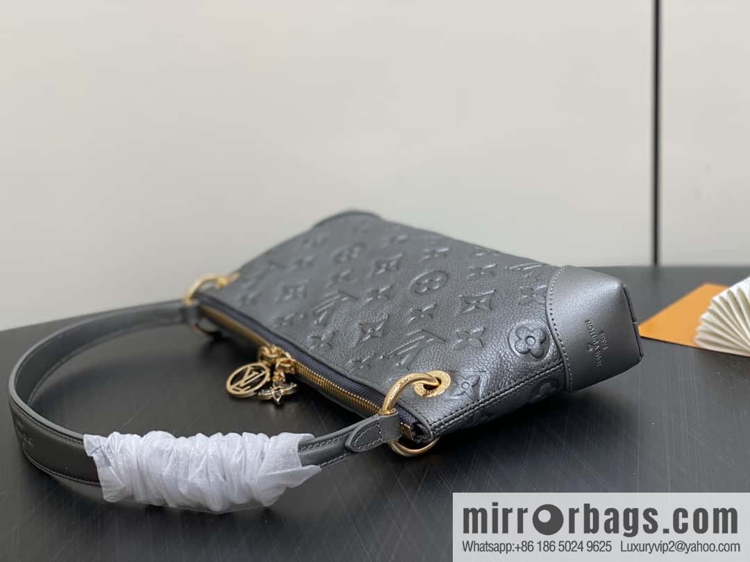 [Boutique‑grade] M12174 gun gray, full leather embossed armpit bag mahjong bag series Pochette Sèvres handbag