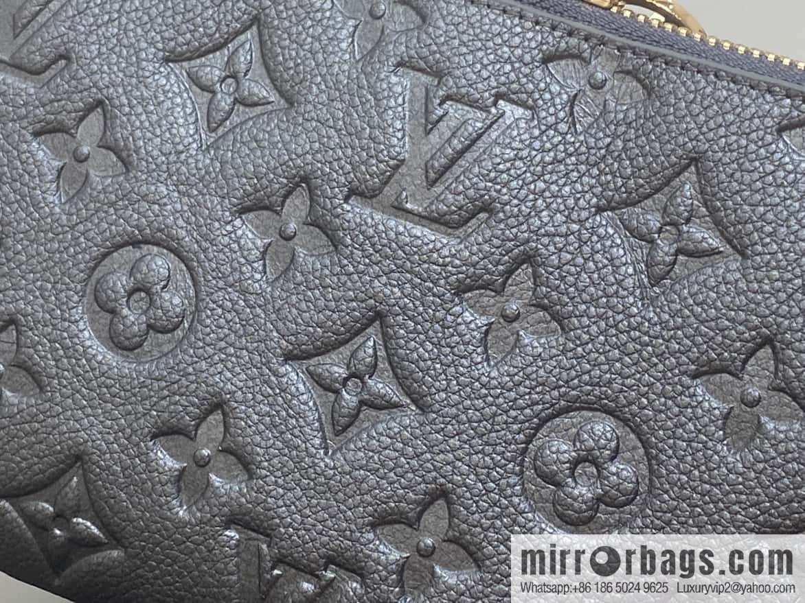 [Boutique‑grade] M12174 gun gray, full leather embossed armpit bag mahjong bag series Pochette Sèvres handbag
