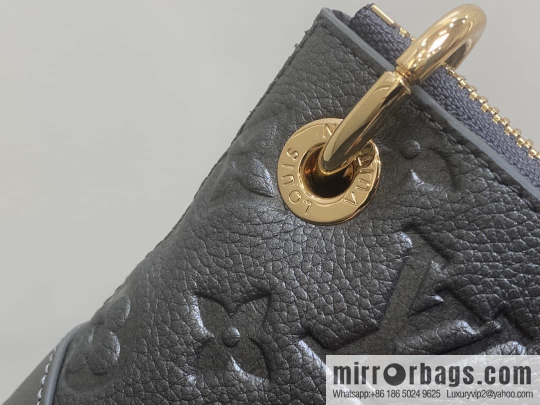 [Boutique‑grade] M12174 gun gray, full leather embossed armpit bag mahjong bag series Pochette Sèvres handbag