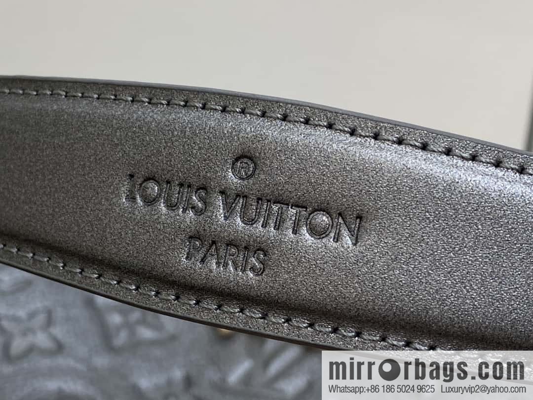 [Boutique‑grade] M12174 gun gray, full leather embossed armpit bag mahjong bag series Pochette Sèvres handbag