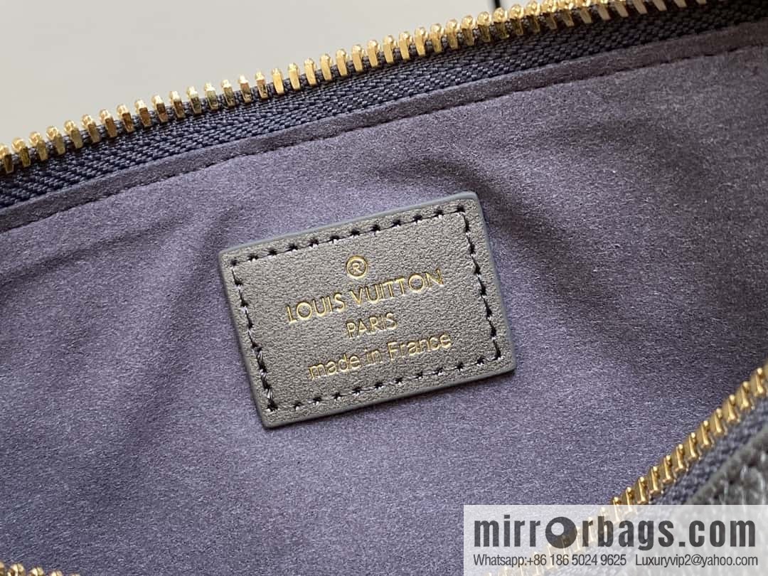 [Boutique‑grade] M12174 gun gray, full leather embossed armpit bag mahjong bag series Pochette Sèvres handbag