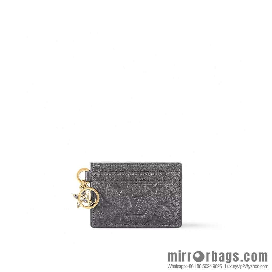 [Boutique‑grade] M12178 pearlescent gray full leather embossed, card bag wallet series Porte-cartes LV Char Ms card holder