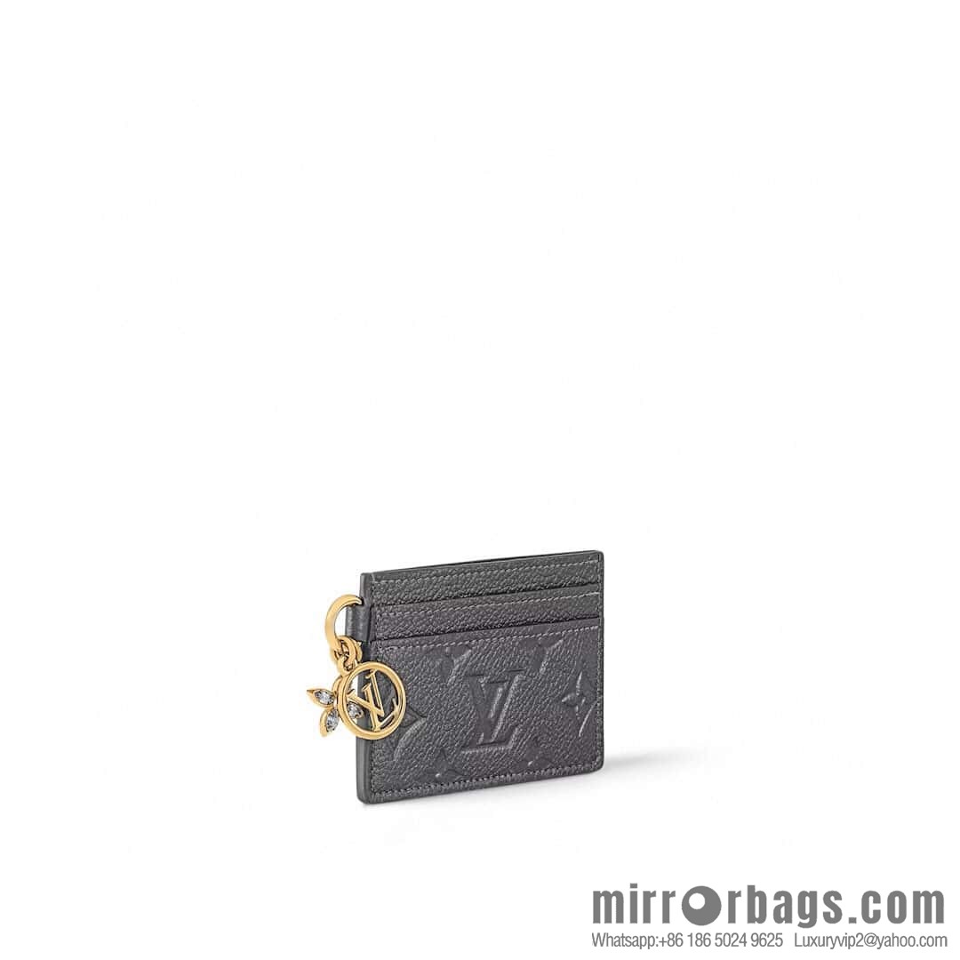 [Boutique‑grade] M12178 pearlescent gray full leather embossed, card bag wallet series Porte-cartes LV Char Ms card holder