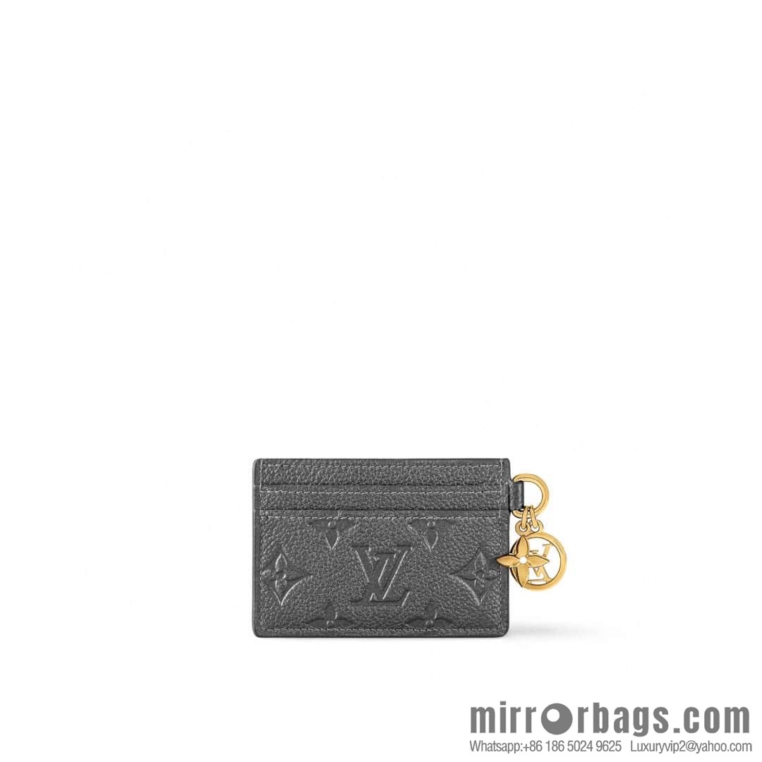 [Boutique‑grade] M12178 pearlescent gray full leather embossed, card bag wallet series Porte-cartes LV Char Ms card holder