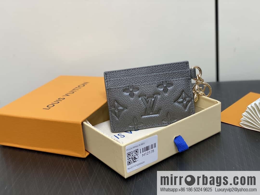 [Boutique‑grade] M12178 pearlescent gray full leather embossed, card bag wallet series Porte-cartes LV Char Ms card holder