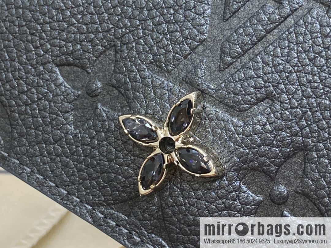 [Boutique‑grade] M12177 pearlescent gray full leather embossed, business card holder wallet series LV Ski Ms series business card holder