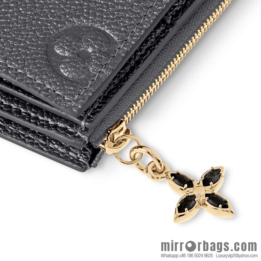 [Boutique‑grade] M12536 pearlescent gray full leather embossed, 20% off wallet series Lisa Wallet wallet