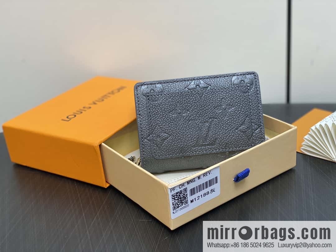 [Boutique‑grade] M12188 pearlescent gray full leather embossed, full leather two-fold wallet series Clea wallet