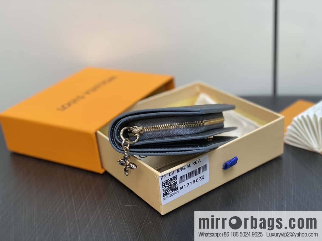 [Boutique‑grade] M12188 pearlescent gray full leather embossed, full leather two-fold wallet series Clea wallet