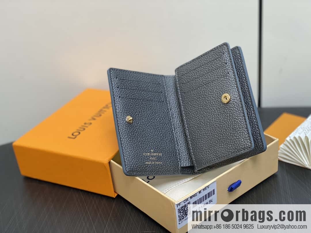 [Boutique‑grade] M12188 pearlescent gray full leather embossed, full leather two-fold wallet series Clea wallet