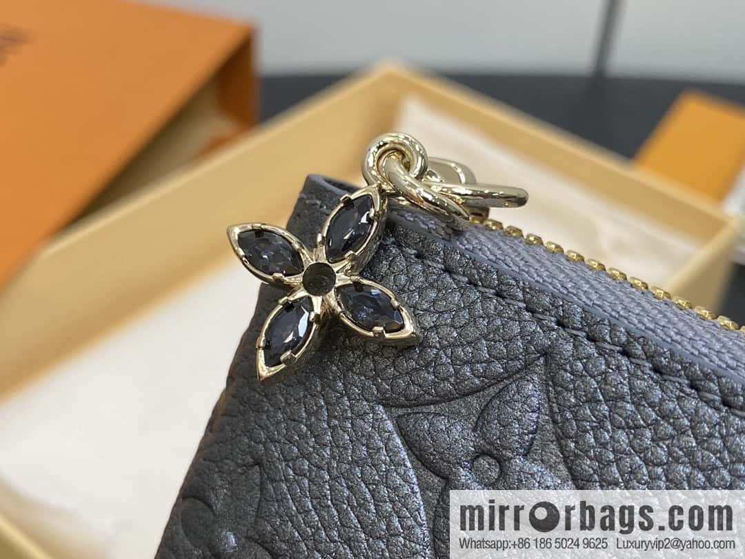 [Boutique‑grade] M12680 pearlescent gray full leather embossed, single zipper wallet series Zippy zipper wallet M60017