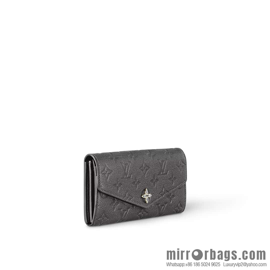 [Boutique‑grade] M12172 pearlescent gray full leather embossed, flip wallet series Sarah wallet