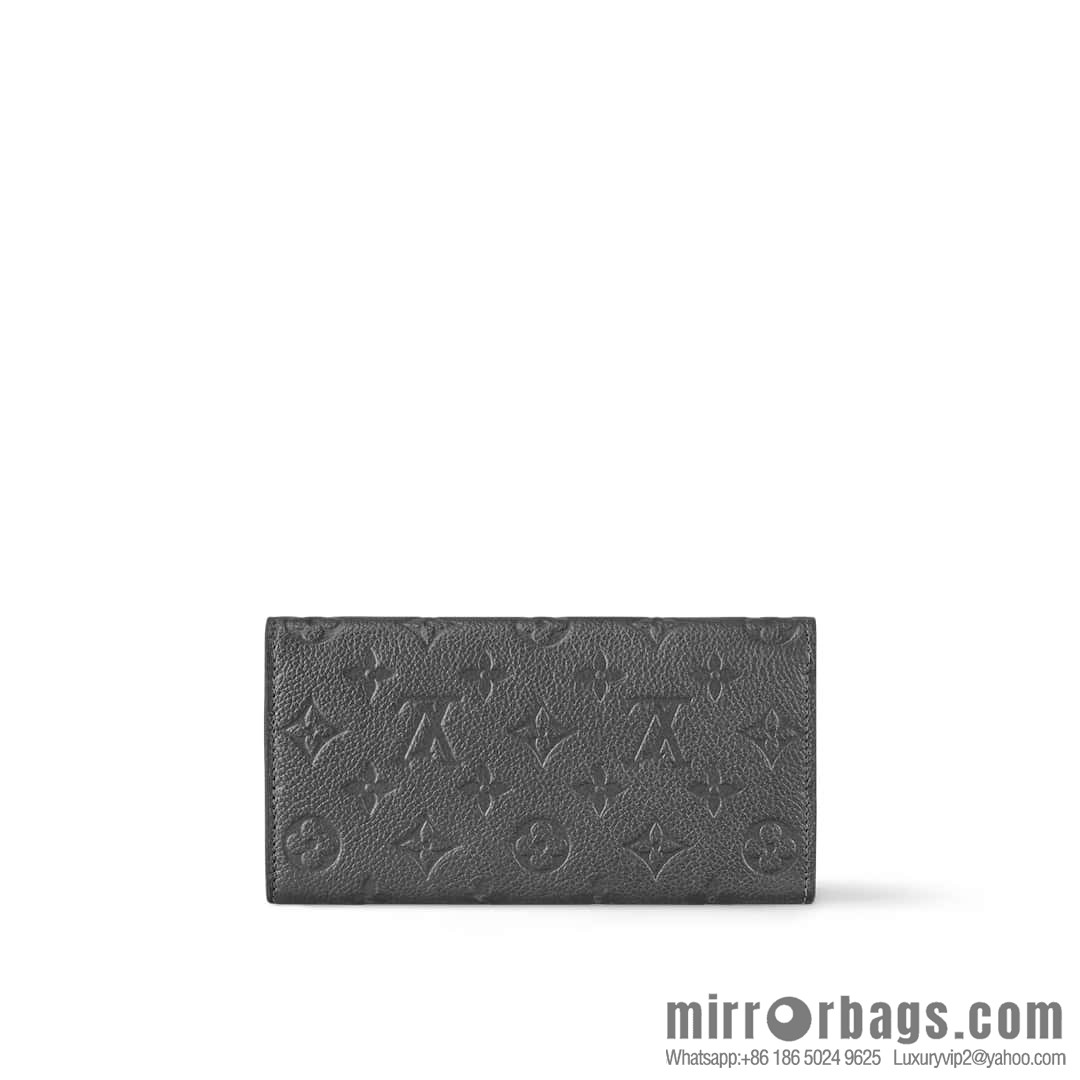 [Boutique‑grade] M12172 pearlescent gray full leather embossed, flip wallet series Sarah wallet