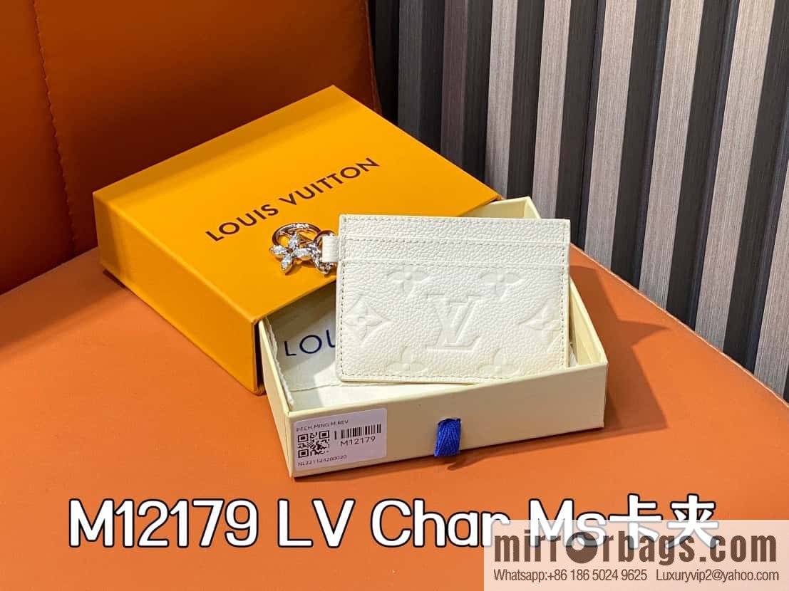 [Boutique‑grade] M12179 pearlescent white full leather embossed, card bag wallet series Porte-cartes LV Char Ms card holder