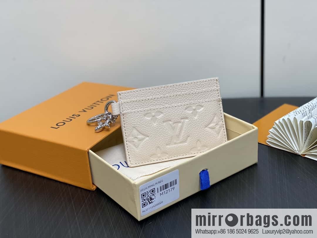 [Boutique‑grade] M12179 pearlescent white full leather embossed, card bag wallet series Porte-cartes LV Char Ms card holder