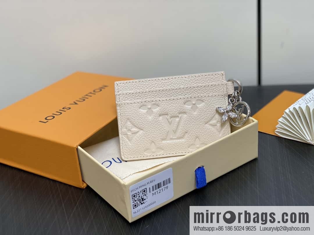 [Boutique‑grade] M12179 pearlescent white full leather embossed, card bag wallet series Porte-cartes LV Char Ms card holder