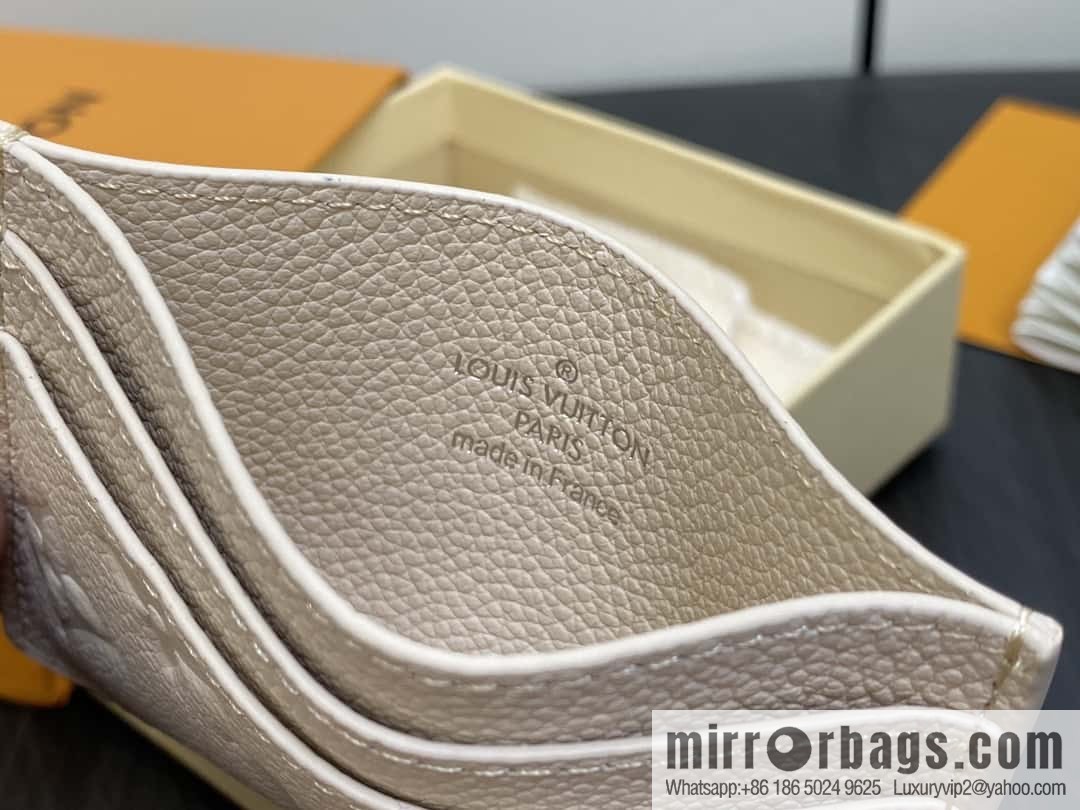 [Boutique‑grade] M12179 pearlescent white full leather embossed, card bag wallet series Porte-cartes LV Char Ms card holder