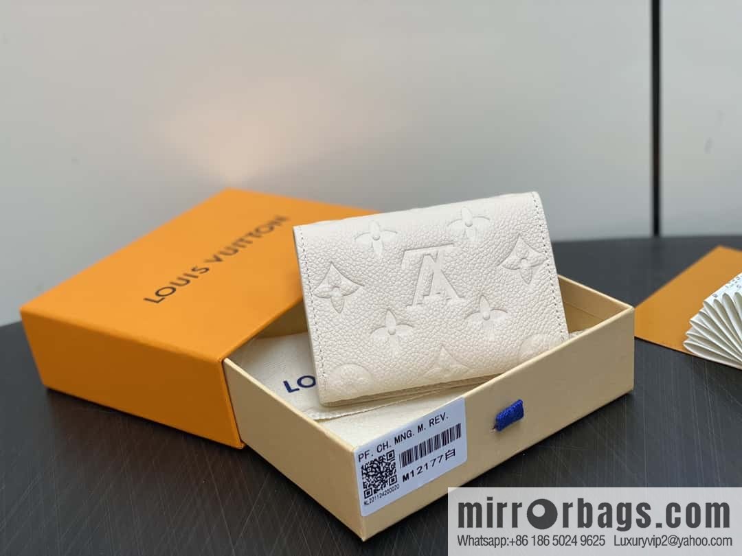 [Boutique‑grade] M12177 pearlescent white full leather embossed, business card holder wallet series LV Ski Ms series business card holder