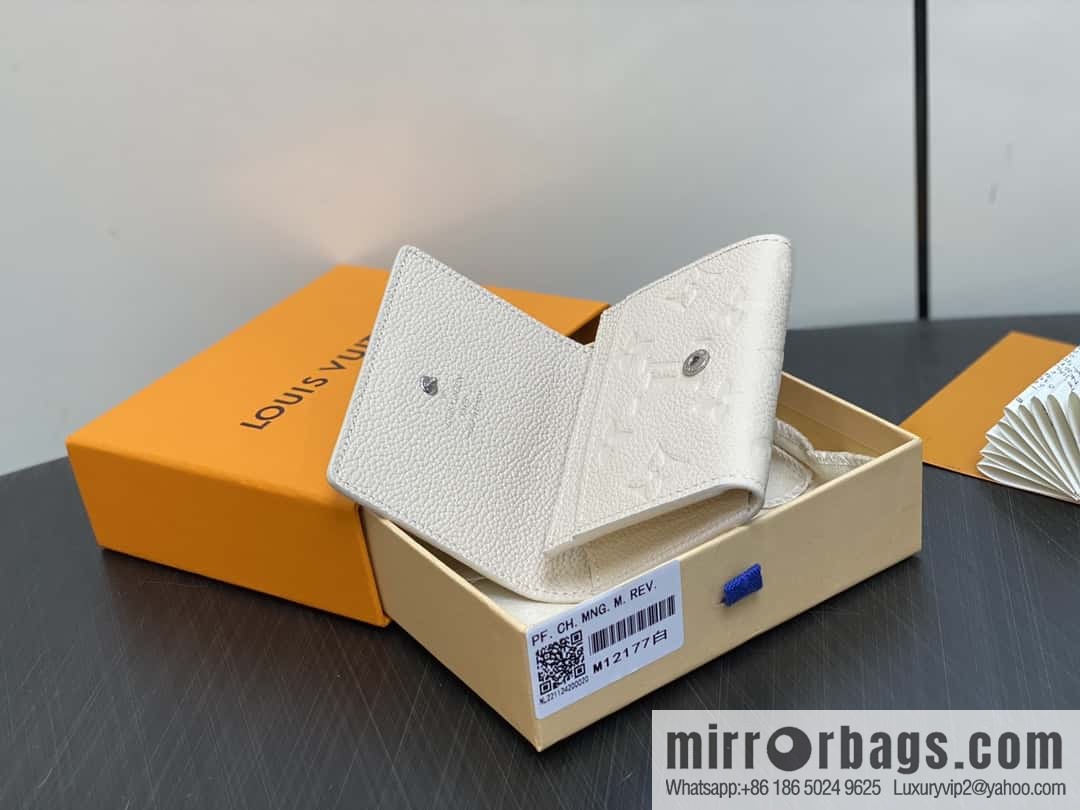 [Boutique‑grade] M12177 pearlescent white full leather embossed, business card holder wallet series LV Ski Ms series business card holder