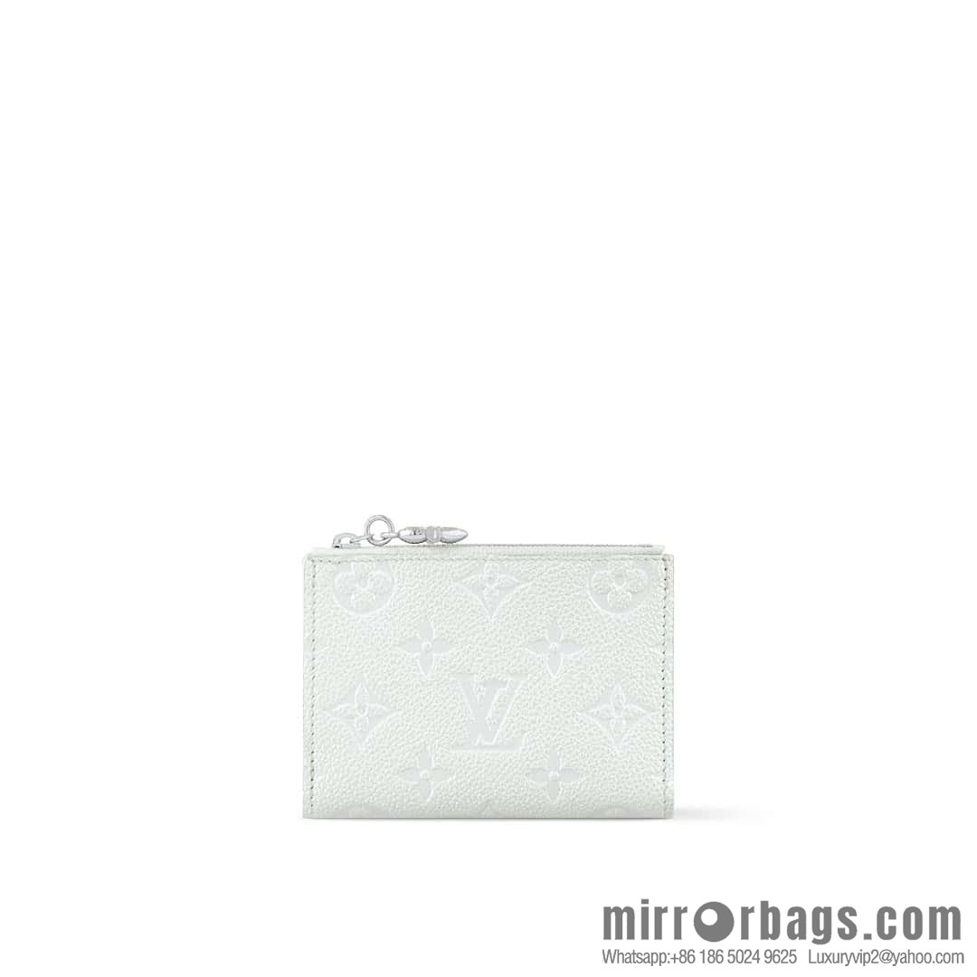 [Boutique‑grade] M12674 pearlescent white full leather embossed, two-fold wallet series Lisa Wallet wallet m12536