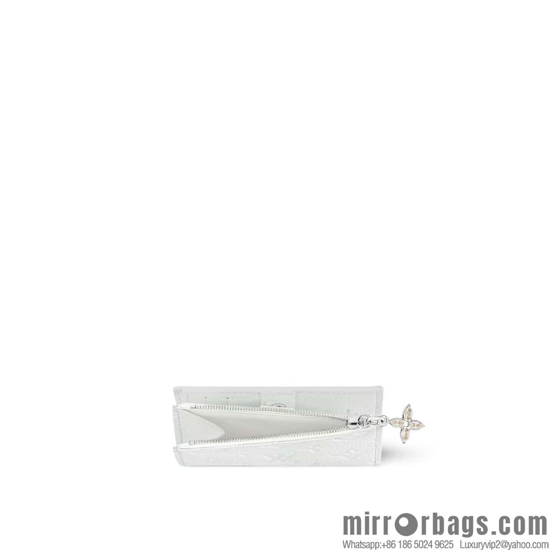 [Boutique‑grade] M12674 pearlescent white full leather embossed, two-fold wallet series Lisa Wallet wallet m12536