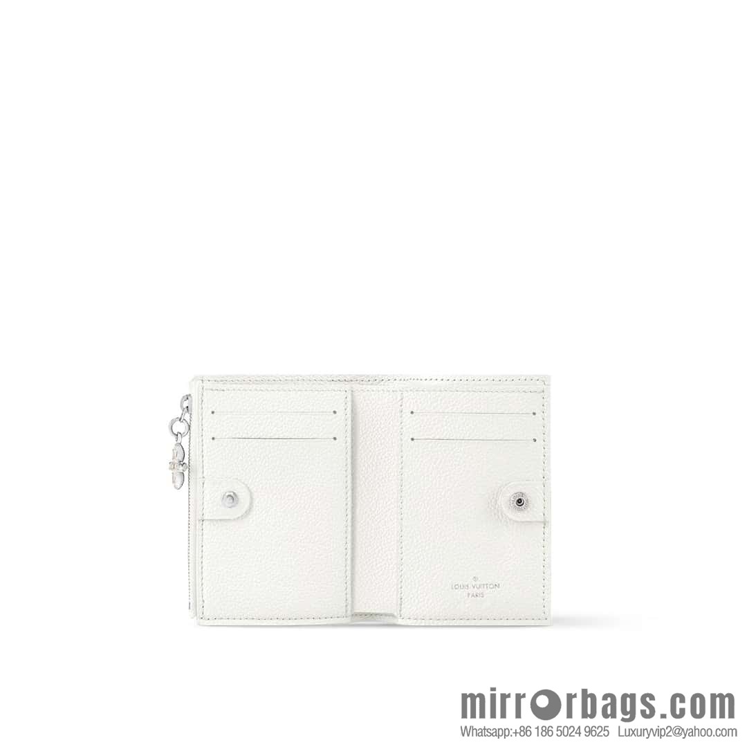 [Boutique‑grade] M12674 pearlescent white full leather embossed, two-fold wallet series Lisa Wallet wallet m12536