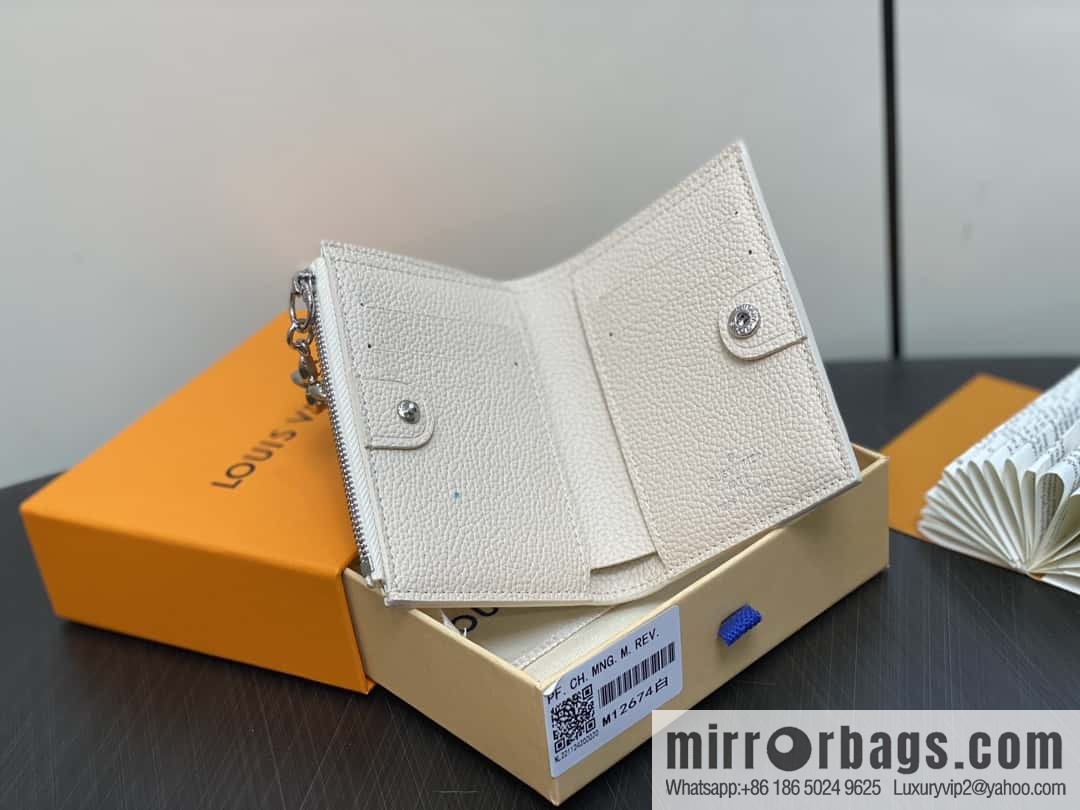 [Boutique‑grade] M12674 pearlescent white full leather embossed, two-fold wallet series Lisa Wallet wallet m12536