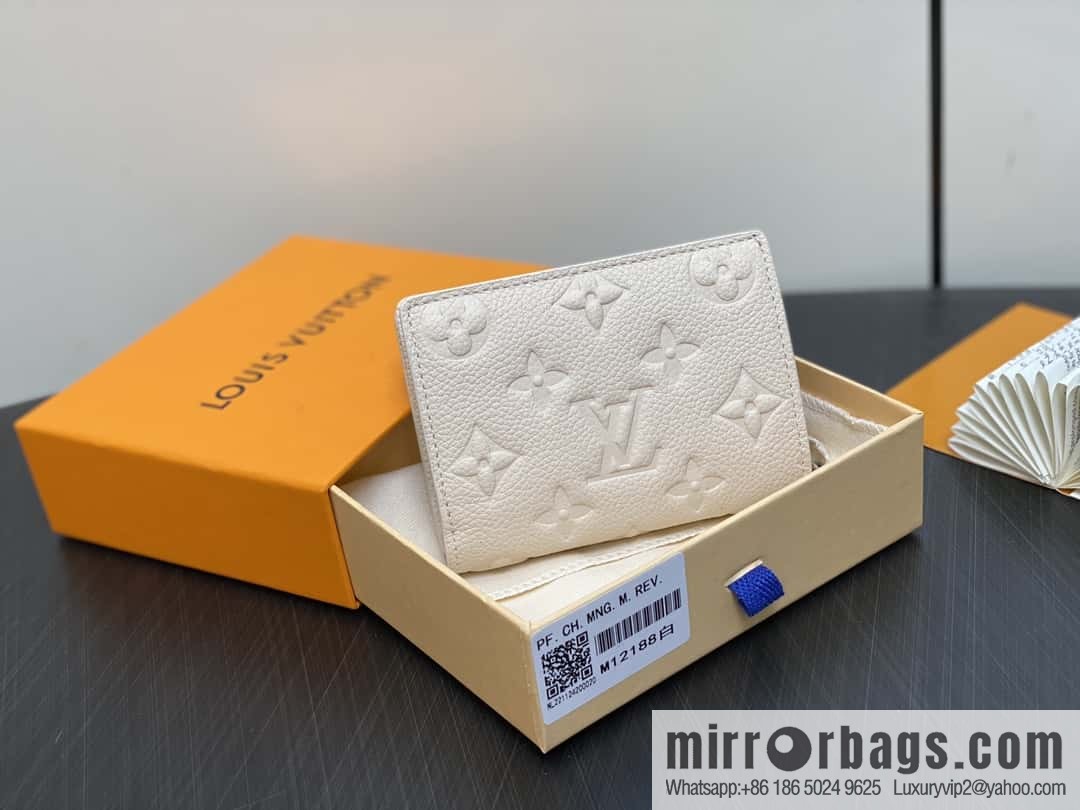 [Boutique‑grade] M12188 pearlescent white full leather embossed, full leather two-fold wallet series Clea wallet