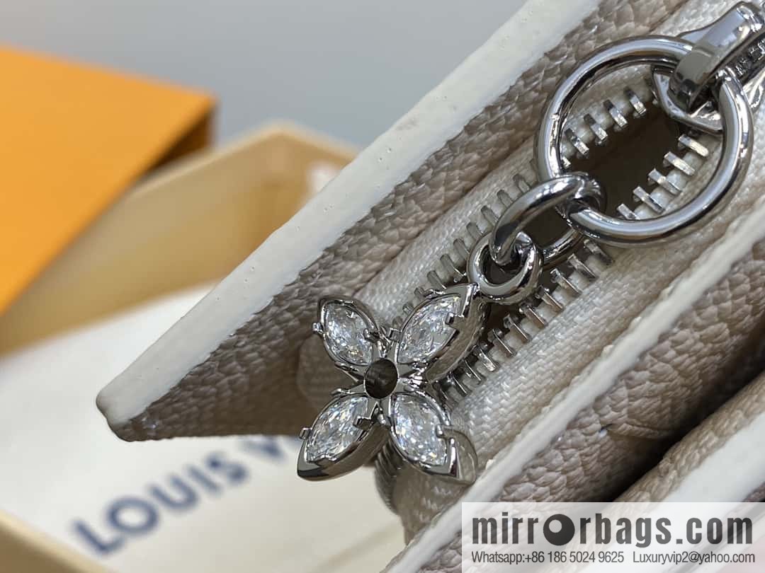 [Boutique‑grade] M12188 pearlescent white full leather embossed, full leather two-fold wallet series Clea wallet
