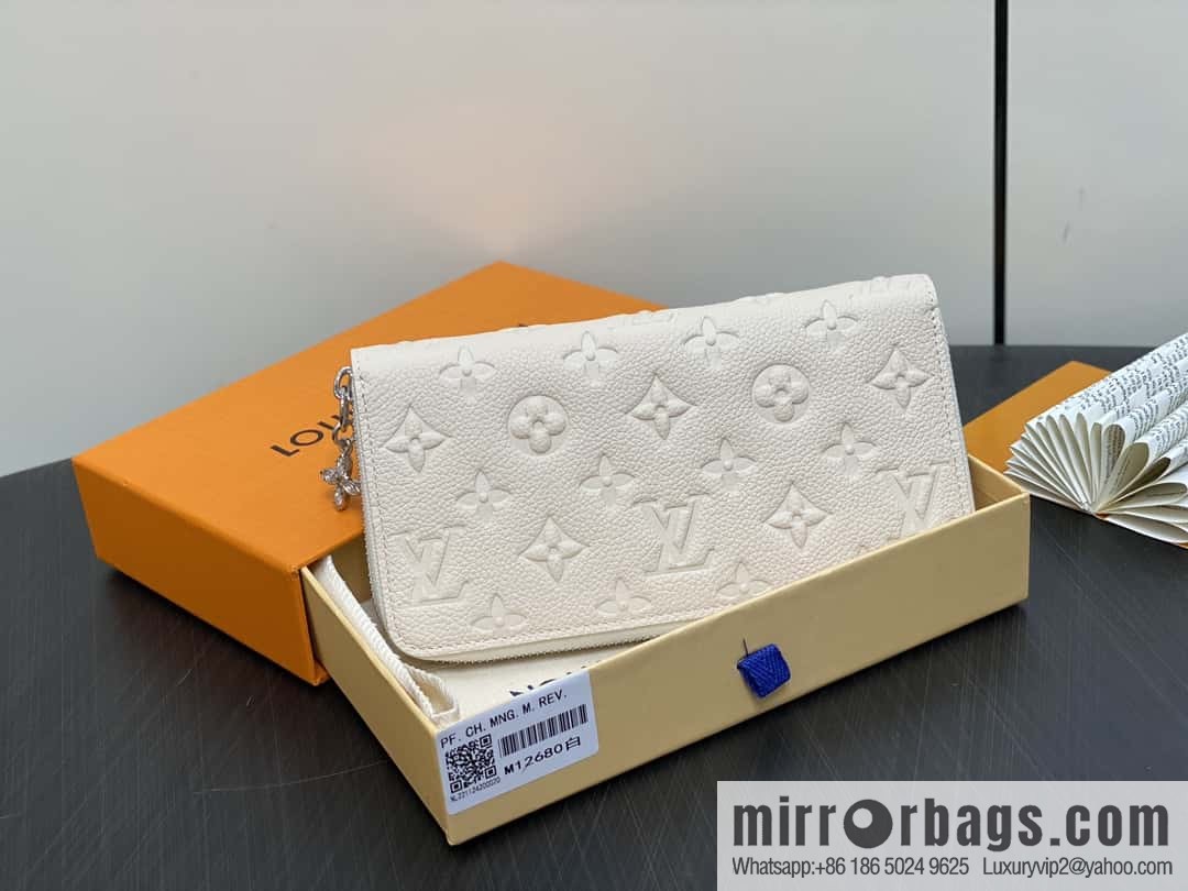 [Boutique‑grade] M12680 pearlescent white full leather embossed, single zipper wallet series Zippy zipper wallet