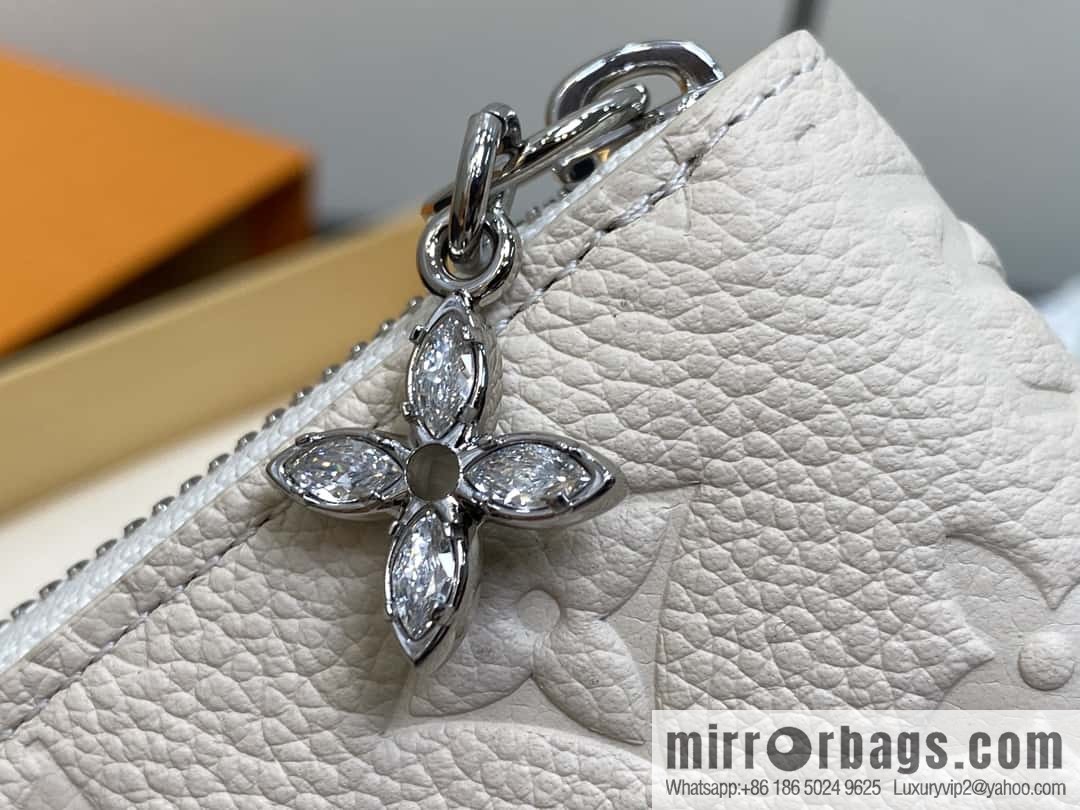 [Boutique‑grade] M12680 pearlescent white full leather embossed, single zipper wallet series Zippy zipper wallet